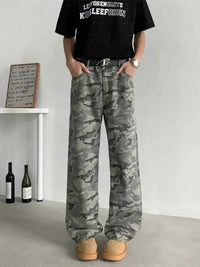 Men's Full Size Camouflage Wide-Leg Jeans Plus Size