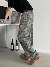 Men's Full Size Camouflage Wide-Leg Jeans Plus Size