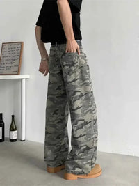 Men's Full Size Camouflage Wide-Leg Jeans Plus Size