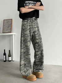 Men's Full Size Camouflage Wide-Leg Jeans Plus Size