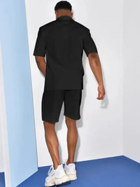 Men's Full Size Casual Short Sleeve Shirt and Shorts Matching Set Plus Size