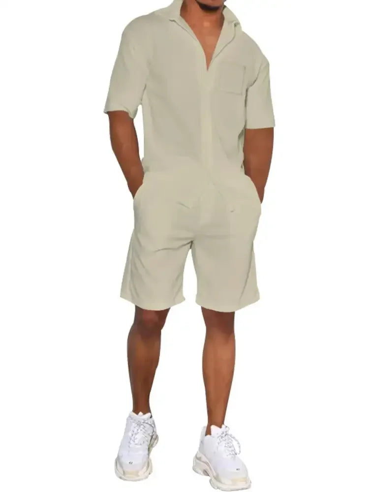 Men's Full Size Casual Short Sleeve Shirt and Shorts Matching Set Plus Size