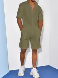 Men's Full Size Casual Short Sleeve Shirt and Shorts Matching Set Plus Size