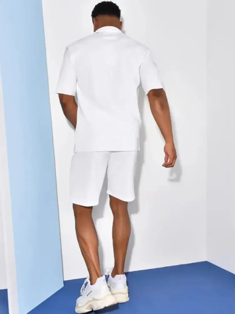 Men's Full Size Casual Short Sleeve Shirt and Shorts Matching Set Plus Size