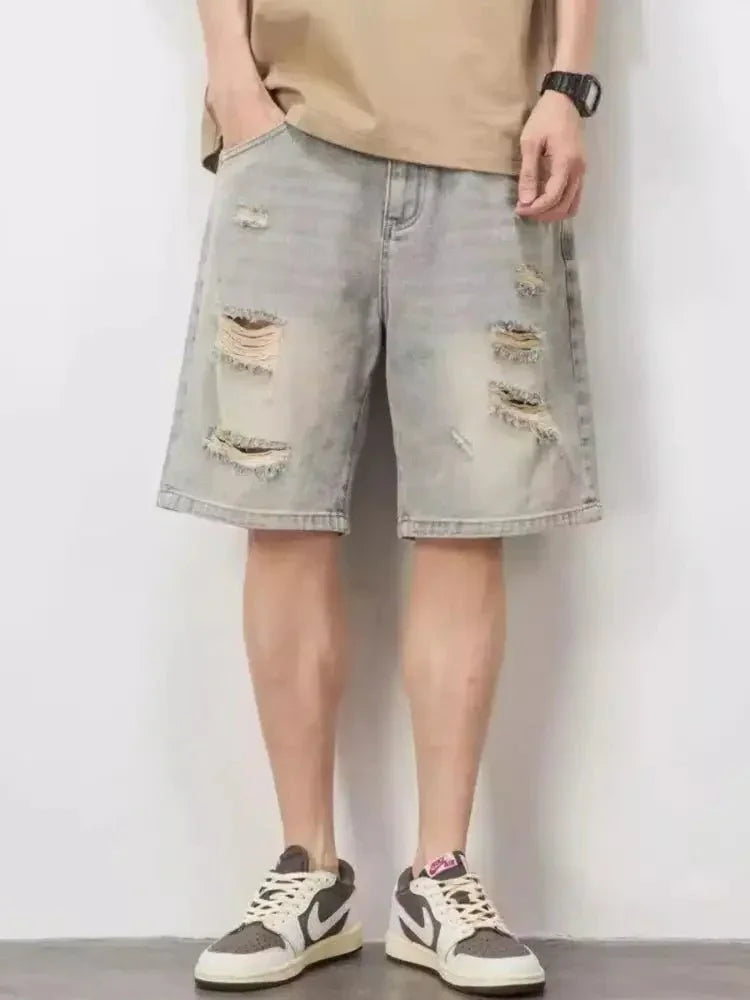 Men's Full Size Distressed Denim Shorts Plus Size - Update AvenueTrendsi100400642178300100400642178300Men's Full Size Distressed Denim Shorts Plus SizeBlue