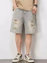 Men's Full Size Distressed Denim Shorts Plus Size - Update AvenueTrendsi100400642178300100400642178300Men's Full Size Distressed Denim Shorts Plus SizeBlue