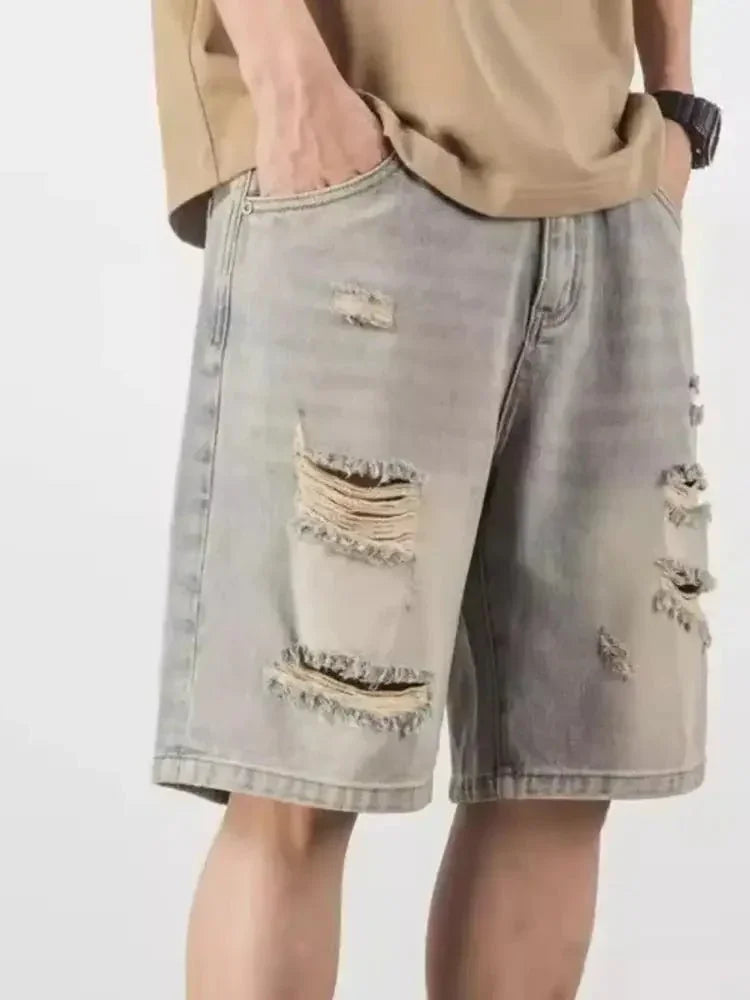 Men's Full Size Distressed Denim Shorts Plus Size - Update AvenueTrendsi100400642178300100400642178300Men's Full Size Distressed Denim Shorts Plus SizeBlue