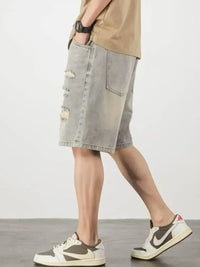 Men's Full Size Distressed Denim Shorts Plus Size - Update AvenueTrendsi100400642178300100400642178300Men's Full Size Distressed Denim Shorts Plus SizeBlue