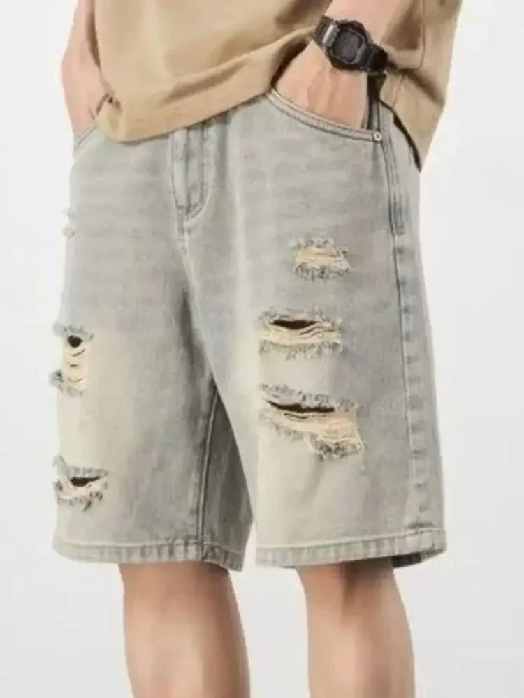 Men's Full Size Distressed Denim Shorts Plus Size - Update AvenueTrendsi100400642178300100400642178300Men's Full Size Distressed Denim Shorts Plus SizeBlue