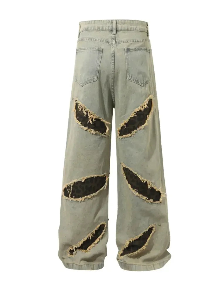 Men's Full Size Distressed Wide Leg Jeans Plus Size