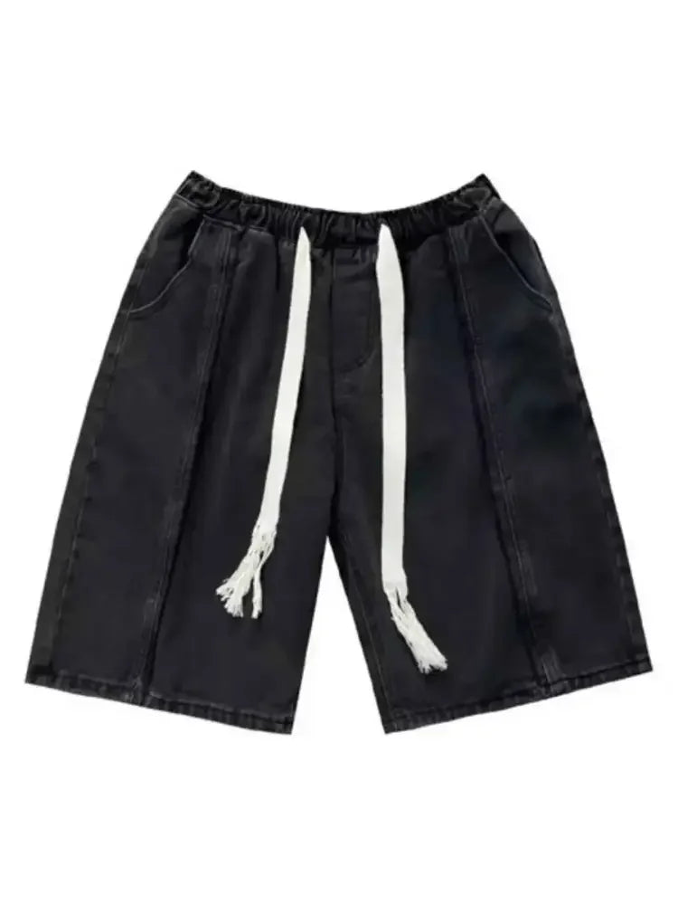 Men's Full Size Drawstring Denim Shorts with Pockets Plus Size
