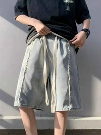 Men's Full Size Drawstring Denim Shorts with Pockets Plus Size