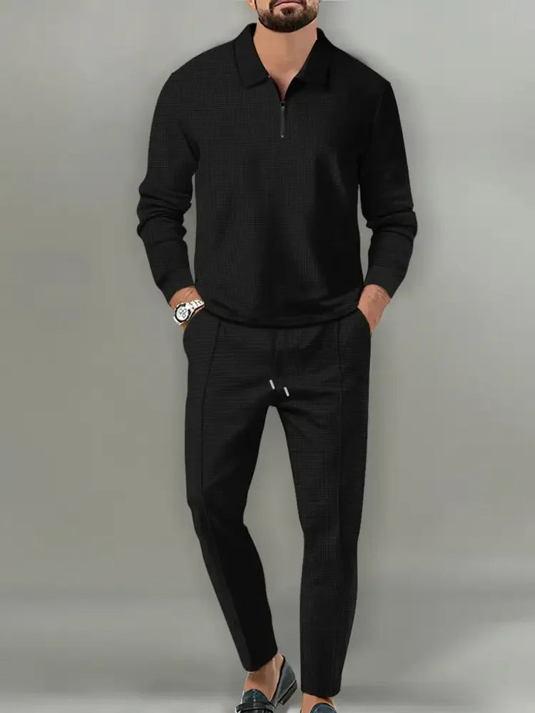 Men's Full Size Long Sleeve Top and Pants Set Plus Size