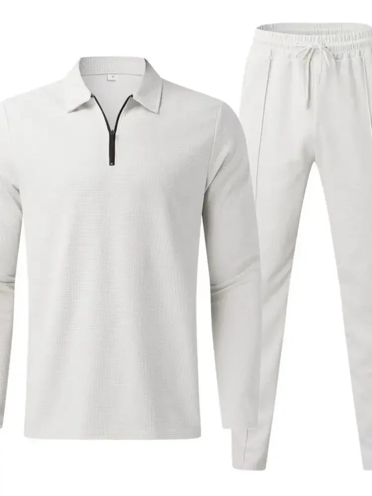 Men's Full Size Long Sleeve Top and Pants Set Plus Size