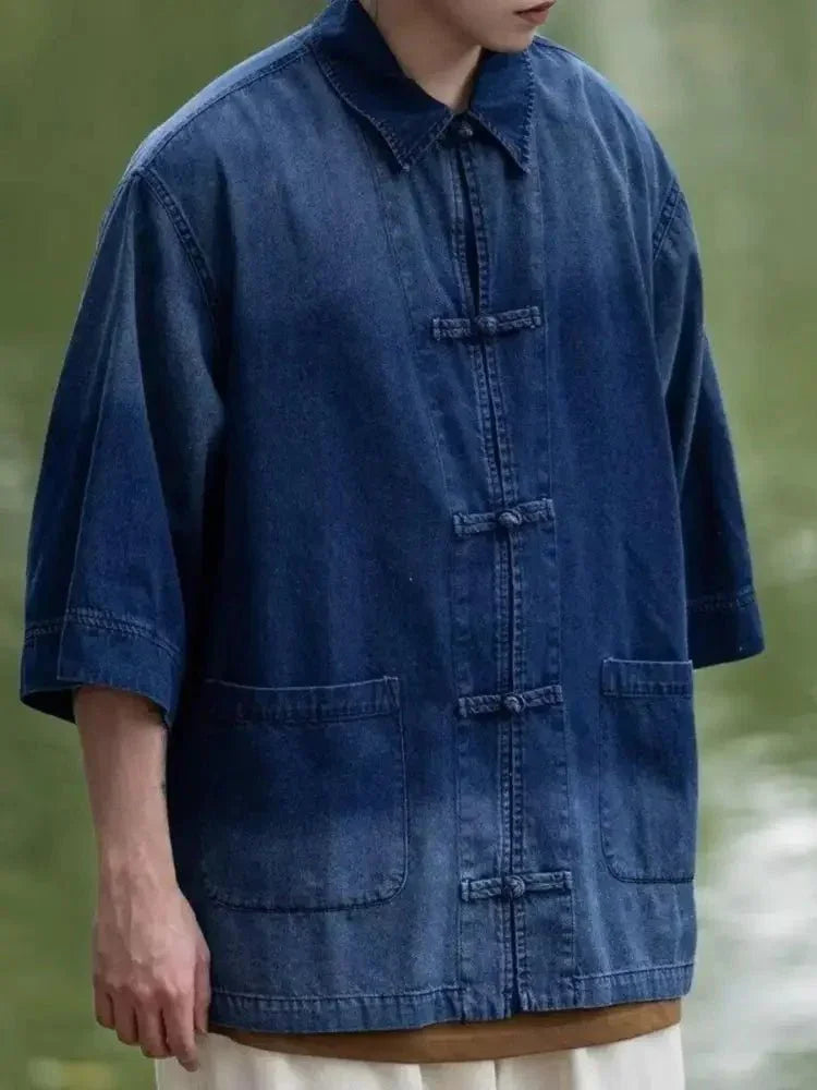 Men's Full Size Oversized 3/4 Sleeve Denim Shirt Plus Size - Update AvenueTrendsi100400135626941100400135626941Men's Full Size Oversized 3/4 Sleeve Denim Shirt Plus SizeBlue