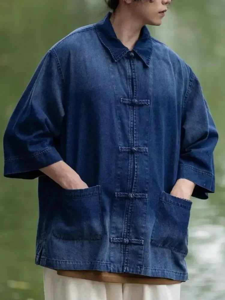 Men's Full Size Oversized 3/4 Sleeve Denim Shirt Plus Size - Update AvenueTrendsi100400135626941100400135626941Men's Full Size Oversized 3/4 Sleeve Denim Shirt Plus SizeBlue