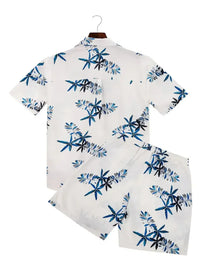 Men's Full Size Printed Button Up Shirt and Shorts Set Plus Size