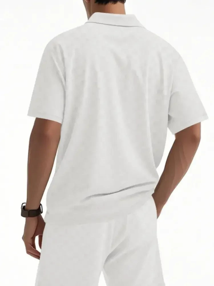Men's Full Size Quarter Zip Short Sleeve Top and Shorts Set Plus Size