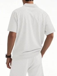 Men's Full Size Quarter Zip Short Sleeve Top and Shorts Set Plus Size