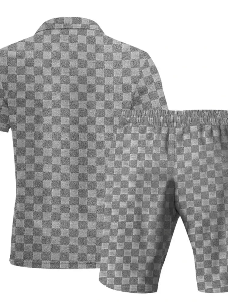 Men's Full Size Quarter Zip Short Sleeve Top and Shorts Set Plus Size