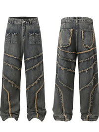 Men's Full Size Raw Hem Wide Leg Jeans Plus Size