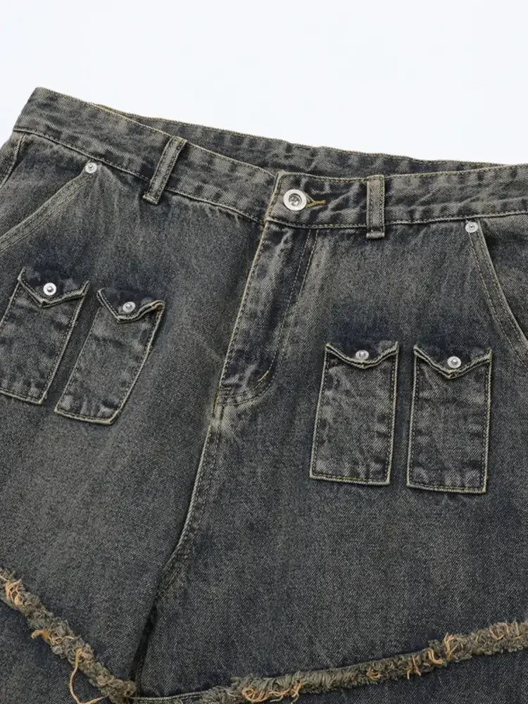 Men's Full Size Raw Hem Wide Leg Jeans Plus Size