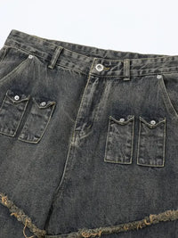 Men's Full Size Raw Hem Wide Leg Jeans Plus Size