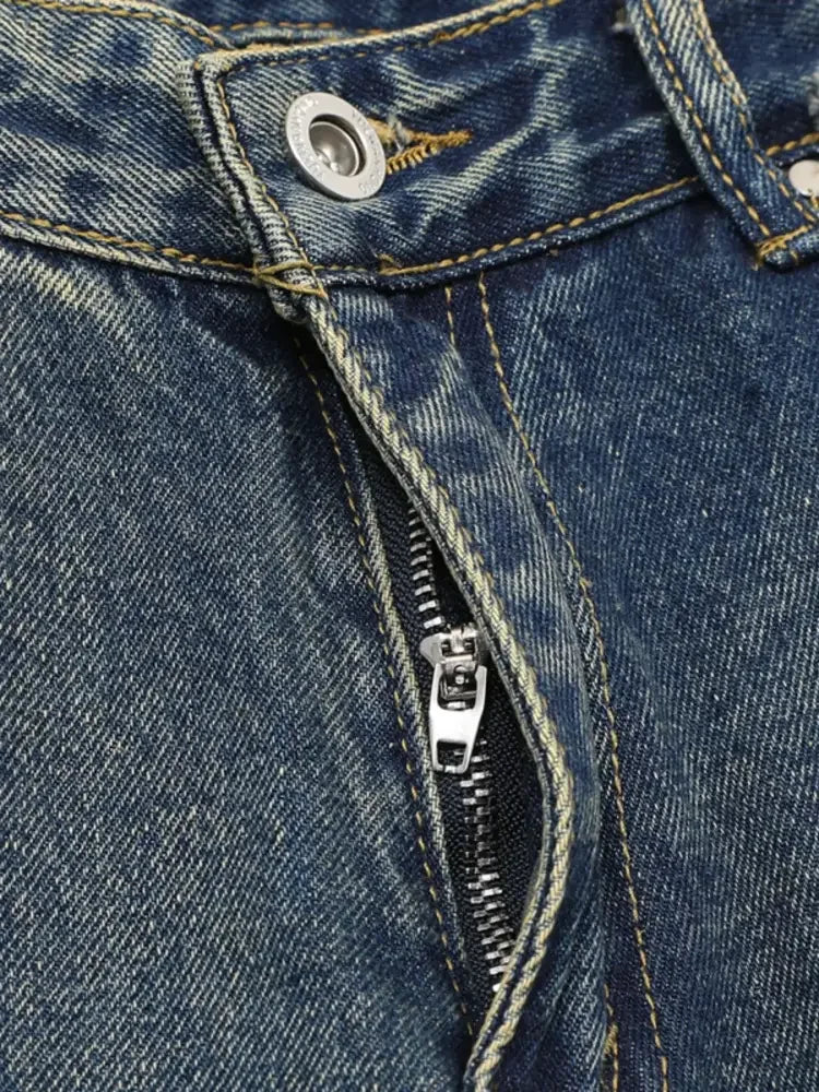 Men's Full Size Raw Hem Wide Leg Jeans Plus Size
