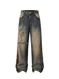 Men's Full Size Raw Hem Wide Leg Jeans Plus Size