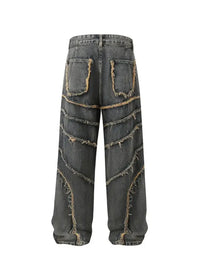 Men's Full Size Raw Hem Wide Leg Jeans Plus Size