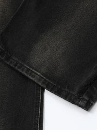 Men's Full Size Raw Hem Wide Leg Jeans Plus Size