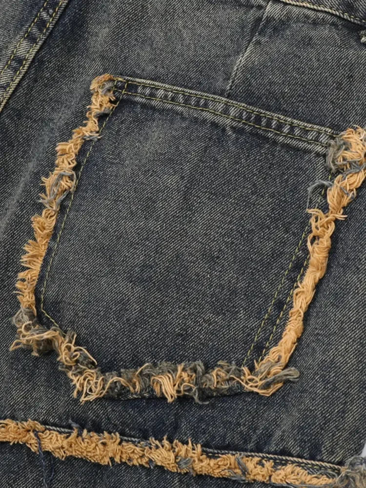 Men's Full Size Raw Hem Wide Leg Jeans Plus Size