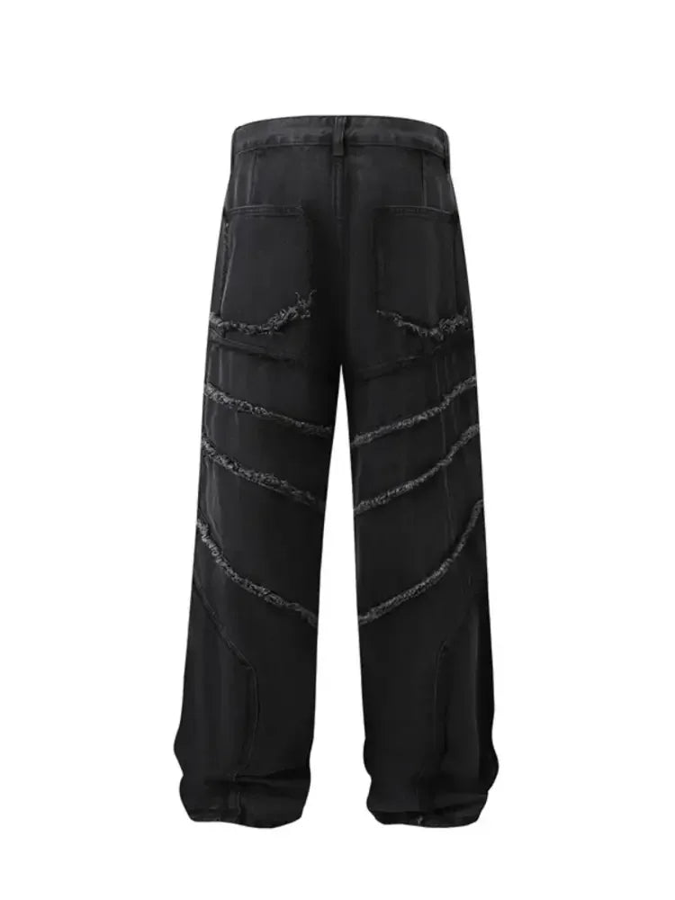 Men's Full Size Raw Hem Wide Leg Jeans Plus Size