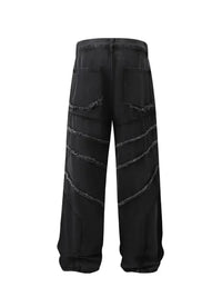 Men's Full Size Raw Hem Wide Leg Jeans Plus Size
