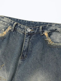 Men's Full Size Raw Hem Wide Leg Jeans Plus Size
