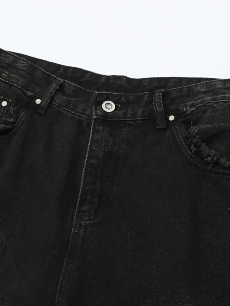 Men's Full Size Raw Hem Wide Leg Jeans Plus Size