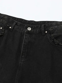 Men's Full Size Raw Hem Wide Leg Jeans Plus Size