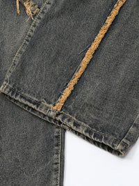 Men's Full Size Raw Hem Wide Leg Jeans Plus Size