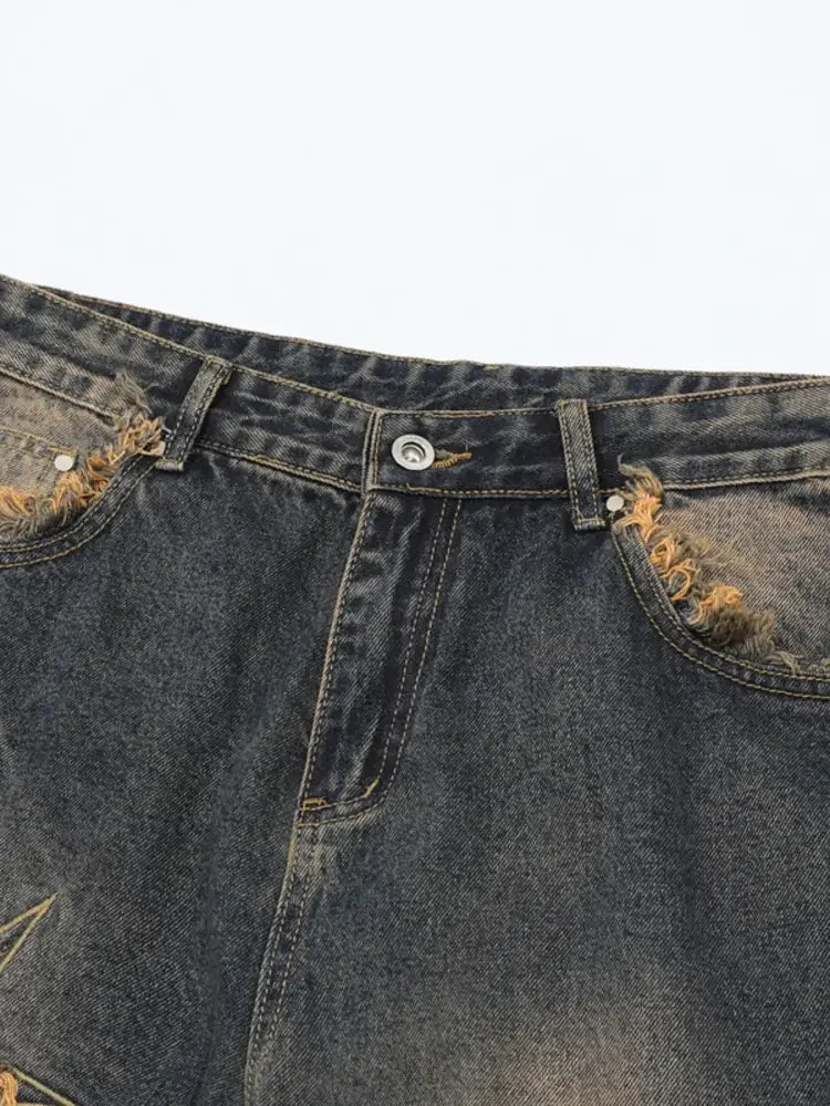 Men's Full Size Raw Hem Wide Leg Jeans Plus Size