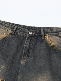 Men's Full Size Raw Hem Wide Leg Jeans Plus Size
