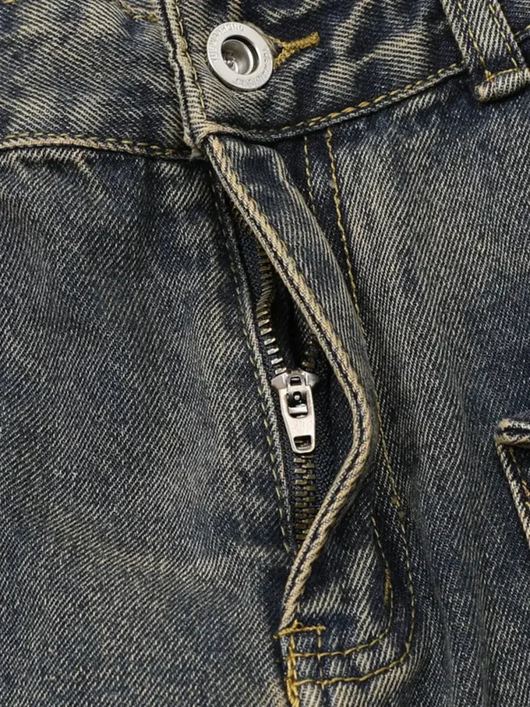 Men's Full Size Raw Hem Wide Leg Jeans Plus Size