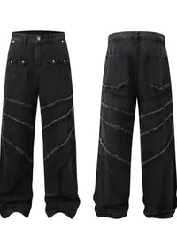 Men's Full Size Raw Hem Wide Leg Jeans Plus Size