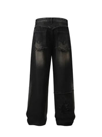 Men's Full Size Raw Hem Wide Leg Jeans Plus Size