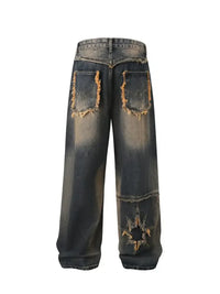 Men's Full Size Raw Hem Wide Leg Jeans Plus Size