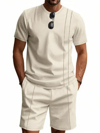 Men's Full Size Round Neck Short Sleeve Top and Shorts Set Plus Size