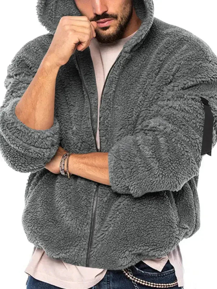 Men's Full Size Sherpa Fleece Hooded Zip - Up Jacket Plus Size - Update AvenueMen's OuterwearTrendsi100400393974585100400393974585Men's Full Size Sherpa Fleece Hooded Zip - Up Jacket Plus SizeDark Gray