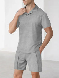 Men's Full Size Short Sleeve Top and Shorts Matching Set Plus Size