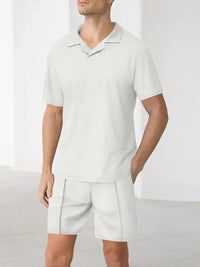 Men's Full Size Short Sleeve Top and Shorts Matching Set Plus Size
