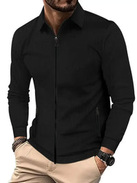 Men's Full Size Waffle Knit Zip Up Jacket Plus Size
