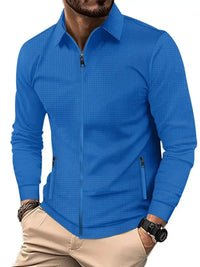 Men's Full Size Waffle Knit Zip Up Jacket Plus Size